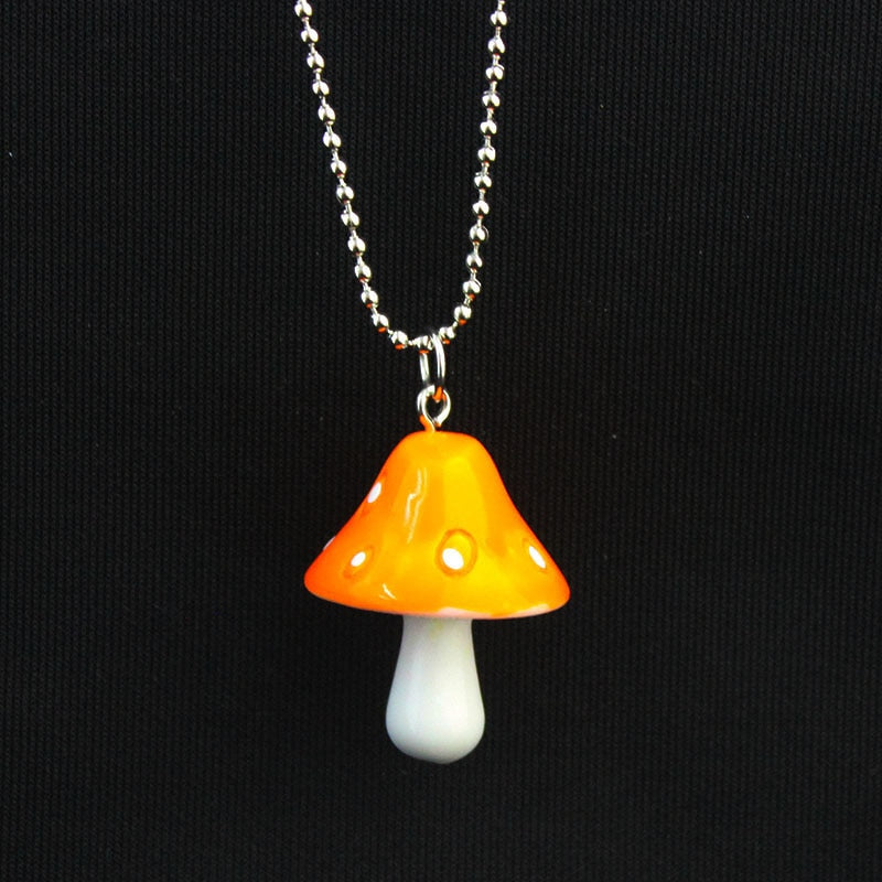Resin Cartoon Imitation Mushroom Pendant Necklace For Child Colorful Simple Cute Charm Necklaces Jewelry Gift