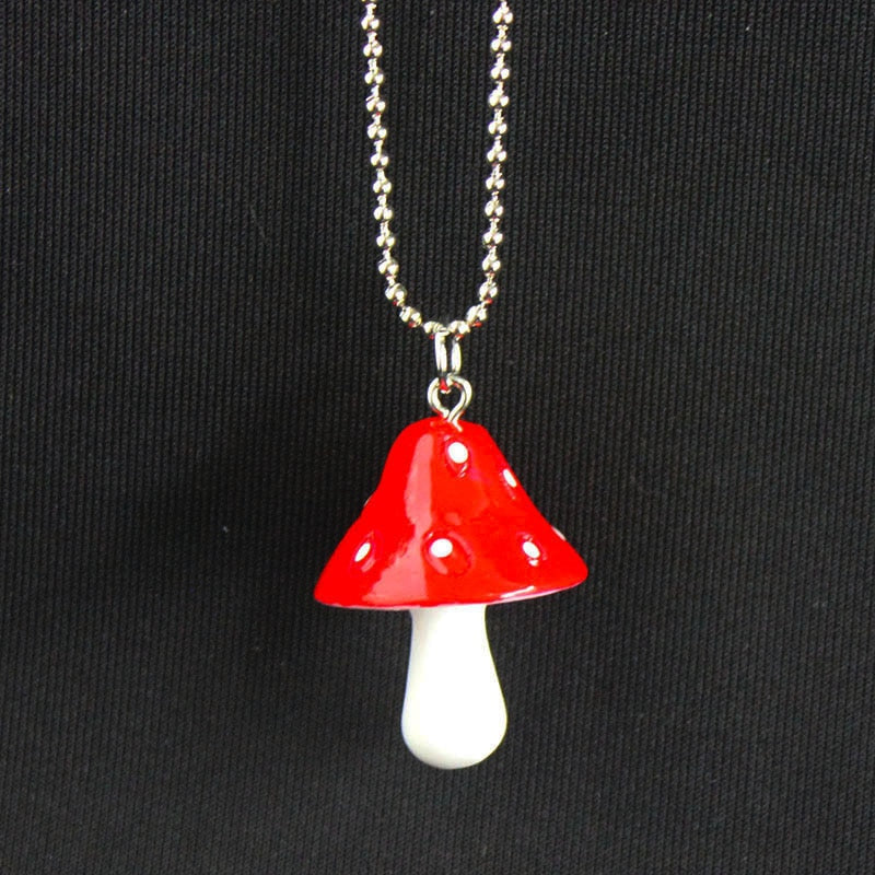 Resin Cartoon Imitation Mushroom Pendant Necklace For Child Colorful Simple Cute Charm Necklaces Jewelry Gift