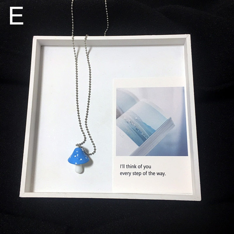 Resin Cartoon Imitation Mushroom Pendant Necklace For Women Men Colorful Simple Cute Charm Necklaces Jewelry Gift