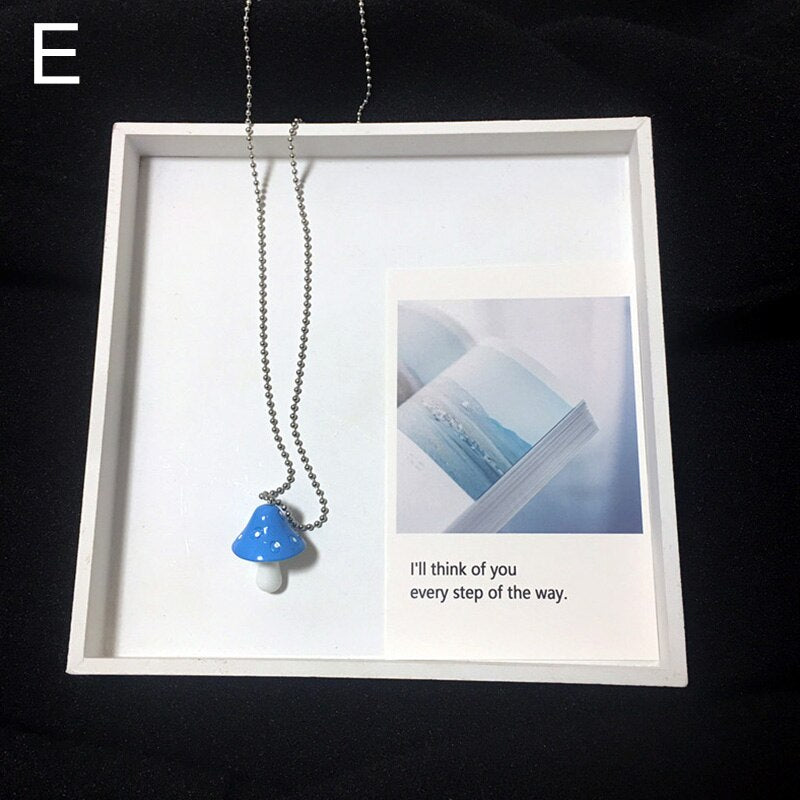 Resin Cartoon Imitation Mushroom Pendant Necklace For Women Men Colorful Simple Cute Charm Necklaces Jewelry Gift
