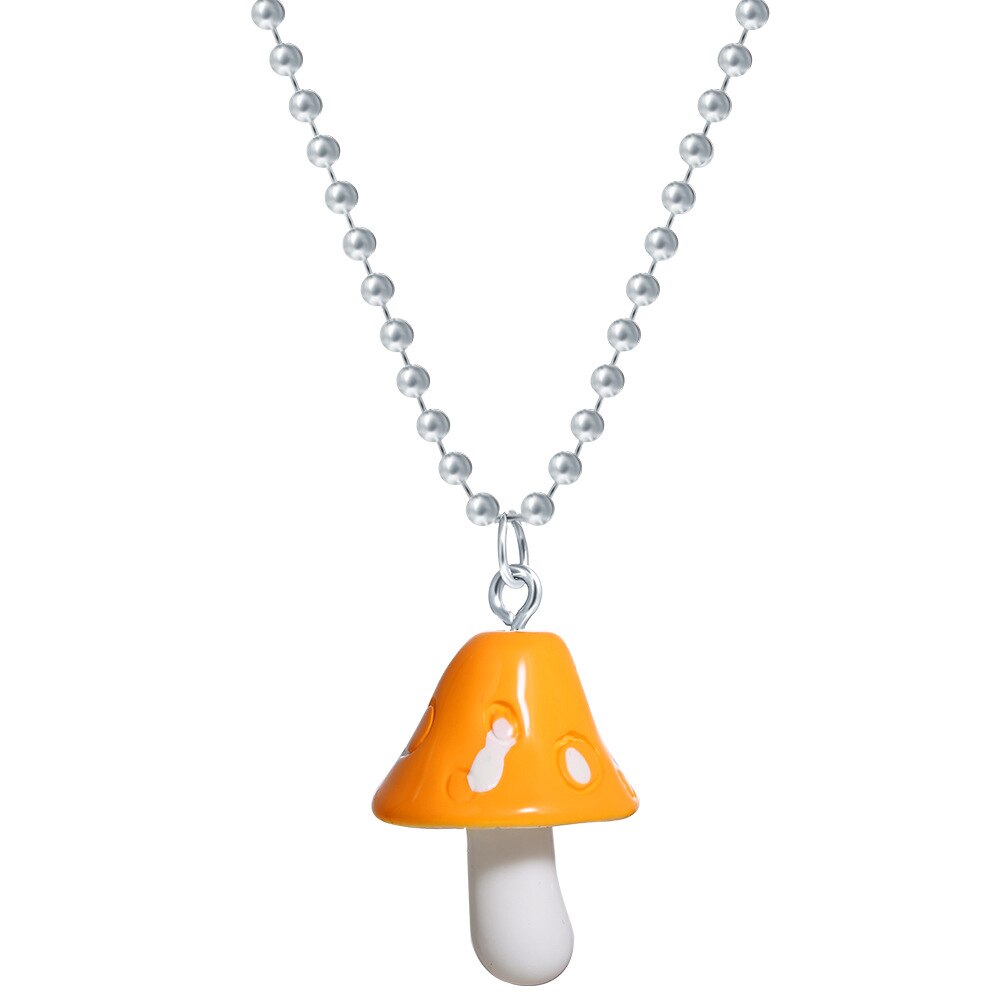 Resin Cartoon Imitation Mushroom Pendant Necklace For Women Men Colorful Simple Cute Charm Necklaces Jewelry Gift