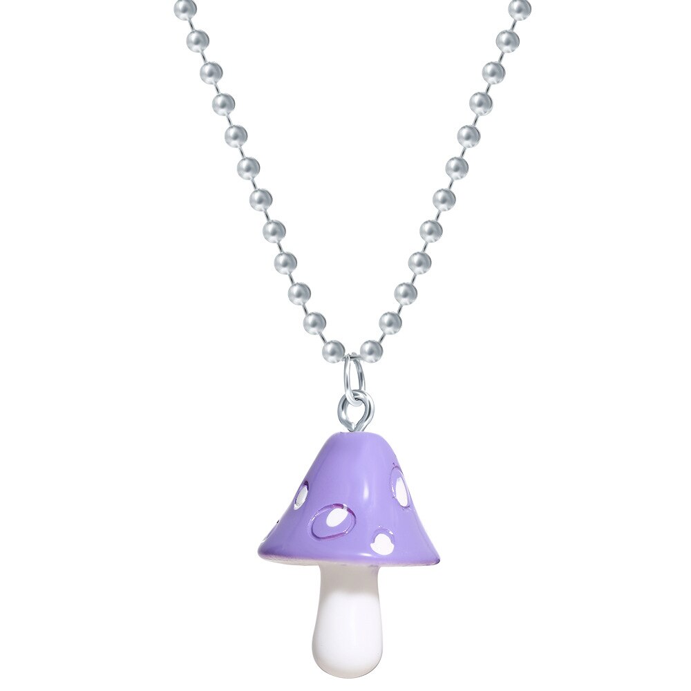 Resin Cartoon Imitation Mushroom Pendant Necklace For Women Men Colorful Simple Cute Charm Necklaces Jewelry Gift