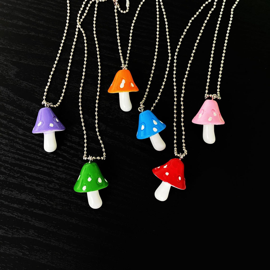 Resin Cartoon Imitation Mushroom Pendant Necklace For Women Men Colorful Simple Cute Charm Necklaces Jewelry Gift