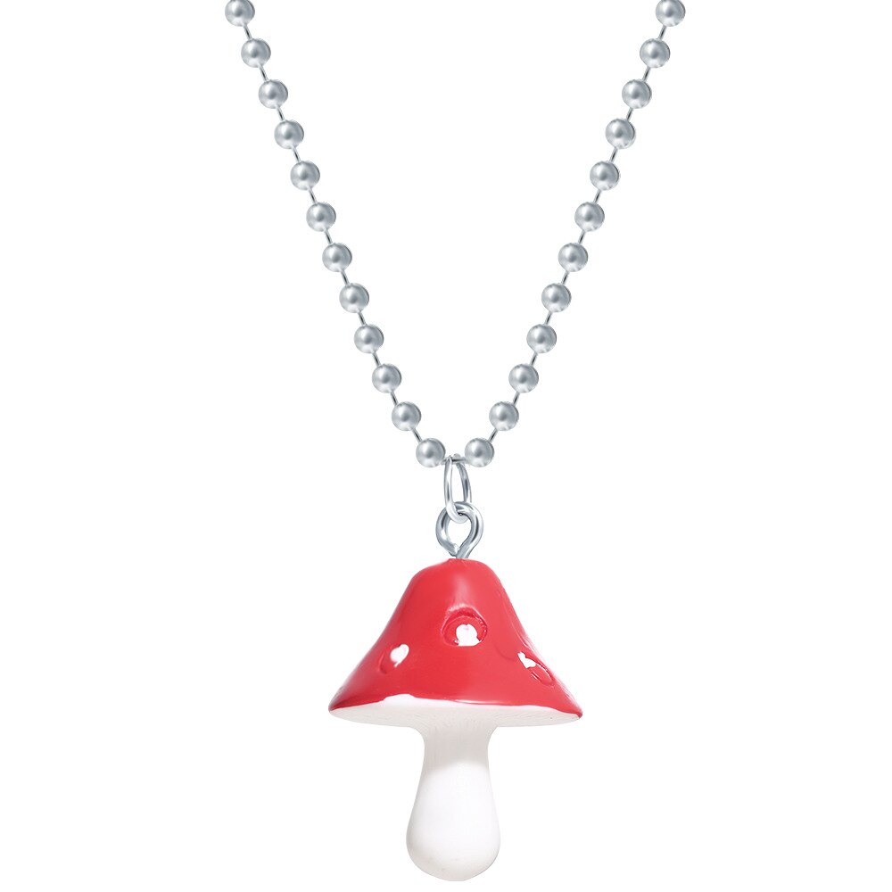 Resin Cartoon Imitation Mushroom Pendant Necklace For Women Men Colorful Simple Cute Charm Necklaces Jewelry Gift