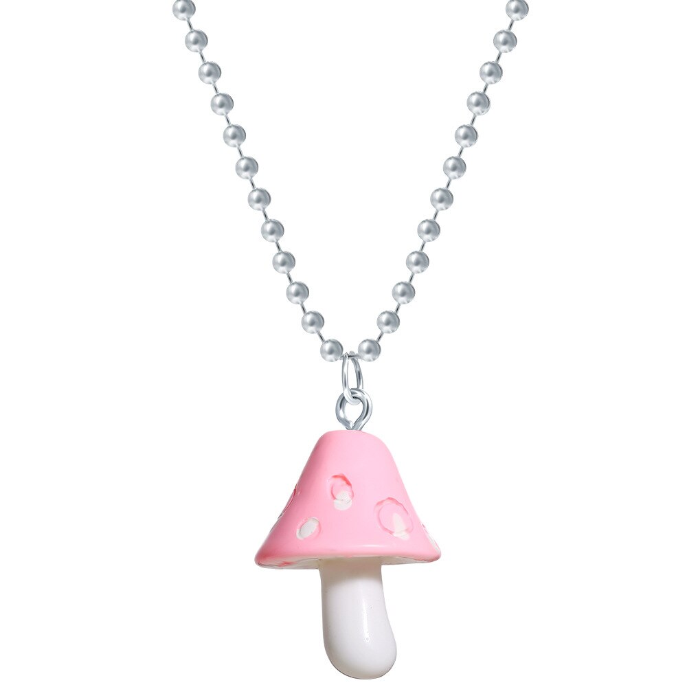 Resin Cartoon Imitation Mushroom Pendant Necklace For Women Men Colorful Simple Cute Charm Necklaces Jewelry Gift