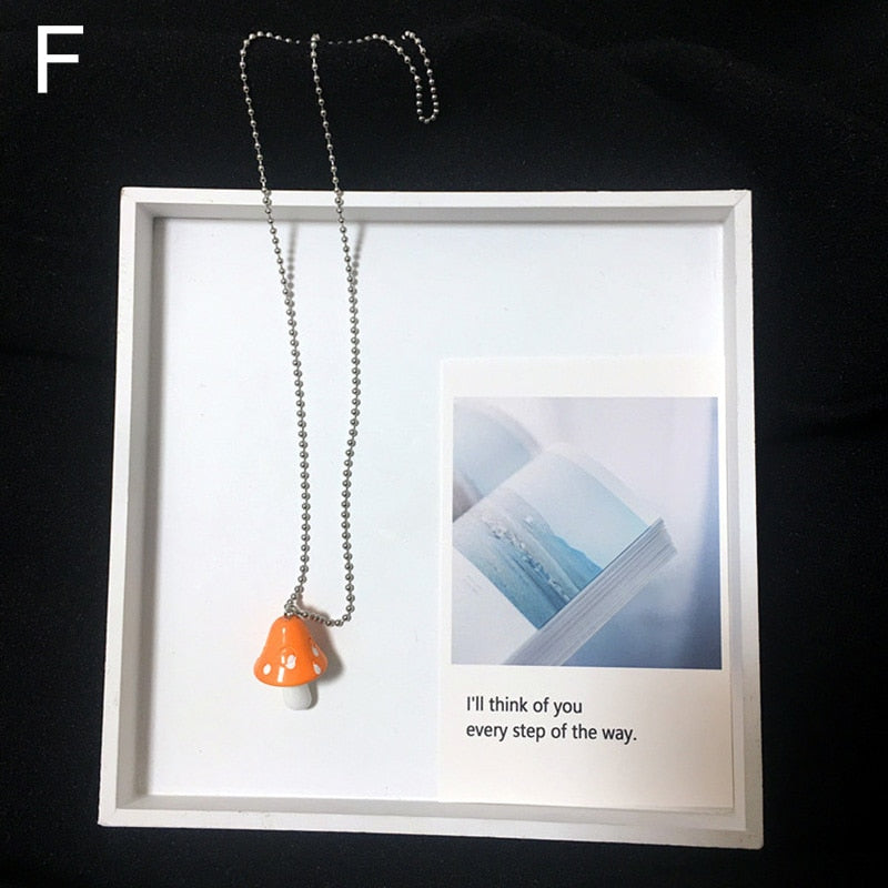 Resin Cartoon Imitation Mushroom Pendant Necklace For Women Men Colorful Simple Cute Charm Necklaces Jewelry Gift