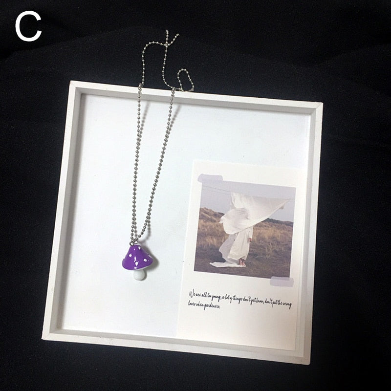 Resin Cartoon Imitation Mushroom Pendant Necklace For Women Men Colorful Simple Cute Charm Necklaces Jewelry Gift