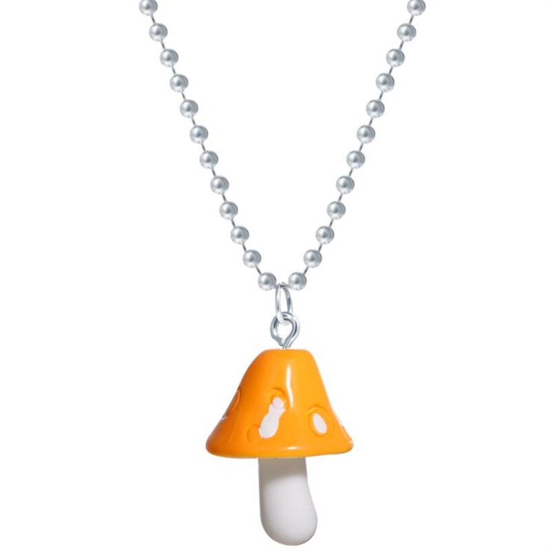 Resin Cartoon Imitation Mushroom Pendant Necklace for Women Men Colorful Simple Cute Charm Necklaces Jewelry Gift