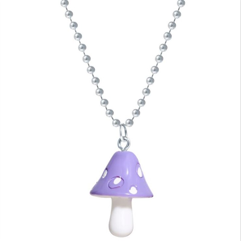 Resin Cartoon Imitation Mushroom Pendant Necklace for Women Men Colorful Simple Cute Charm Necklaces Jewelry Gift