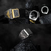 Retro Big Ring Front Square for Men Inlaid Black Stone Crystal Eagle Pattern Ring Accessories Party Jewelry Size8-12