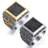 Retro Big Ring Front Square for Men Inlaid Black Stone Crystal Eagle Pattern Ring Accessories Party Jewelry Size8-12