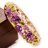 New Fashion Retro Design Rose Styling Crystal Bangle Charm Women Wedding Engagement Jewelry Exquisite Gift Accessory