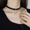 Retro Girl Choker Golden Peach Heart Velvet Chain Pendant Necklace Clavicle Chain Collar Punk Gothic Necklace