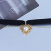 Retro Girl Choker Golden Peach Heart Velvet Chain Pendant Necklace Clavicle Chain Collar Punk Gothic Necklace Sale