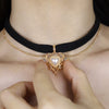 Retro Girl Choker Golden Peach Heart Velvet Chain Pendant Necklace Clavicle Chain Collar Punk Gothic Necklace Sale