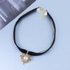 Retro Girl Choker Golden Peach Heart Velvet Chain Pendant Necklace Clavicle Chain Collar Punk Gothic Necklace Sale