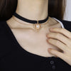 Retro Girl Choker Golden Peach Heart Velvet Chain Pendant Necklace Clavicle Chain Collar Punk Gothic Necklace