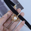 Retro Girl Choker Golden Peach Heart Velvet Chain Pendant Necklace Clavicle Chain Collar Punk Gothic Necklace Sale