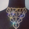 Rhinestone Heart Collar Necklace Jewelry for Girl Chunky Statement Big Bib Choker Necklace Collier Neck Accessories
