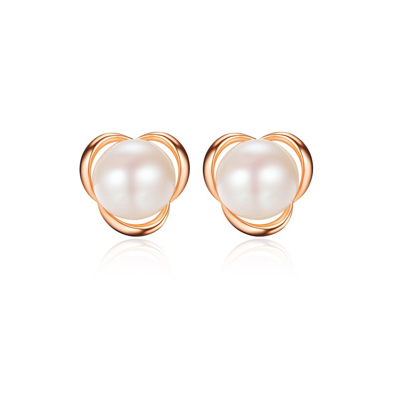 New Fashion Rose Gold Genuine 925 Silver Natural Pearl Earrings High Quality For Women Girls Jewelry Weddings Gifts