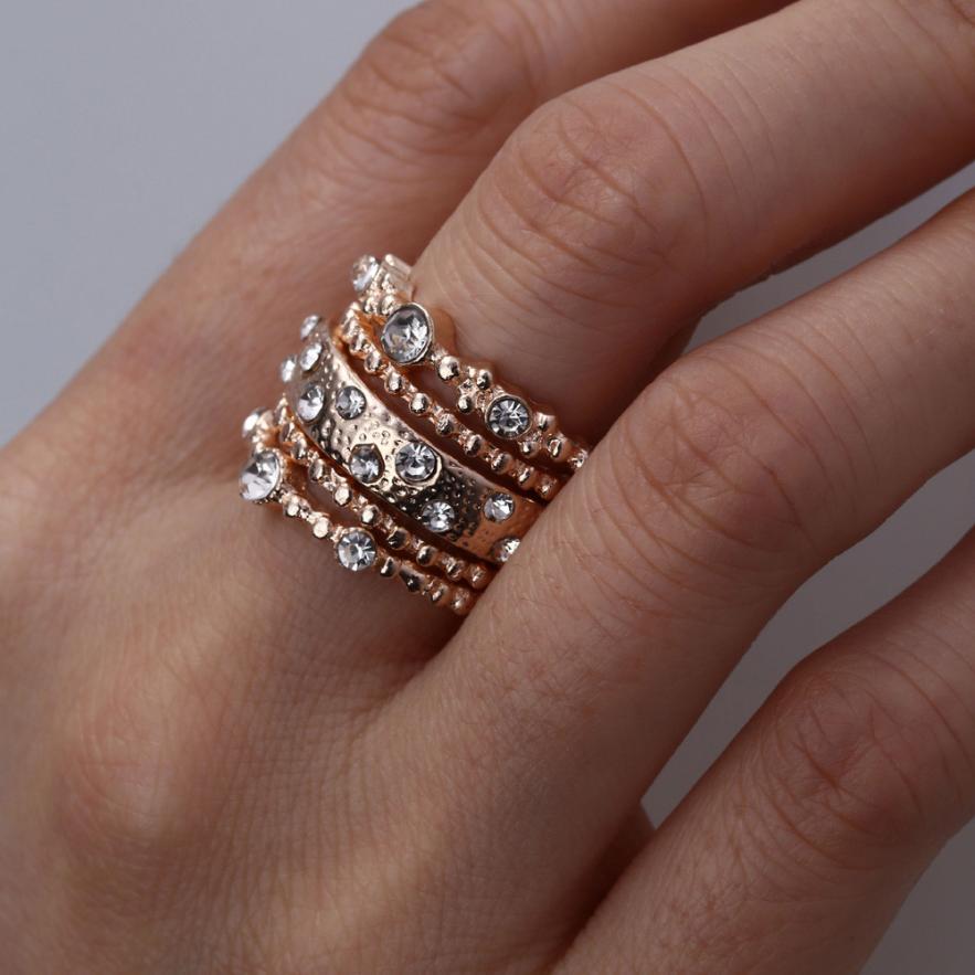 New Fashion Rose Gold Rings Stackable Ring 5 Sparkly Flawless Ornaments Rings Shiny Gorgeous Jewelry Aneis Professional Anels