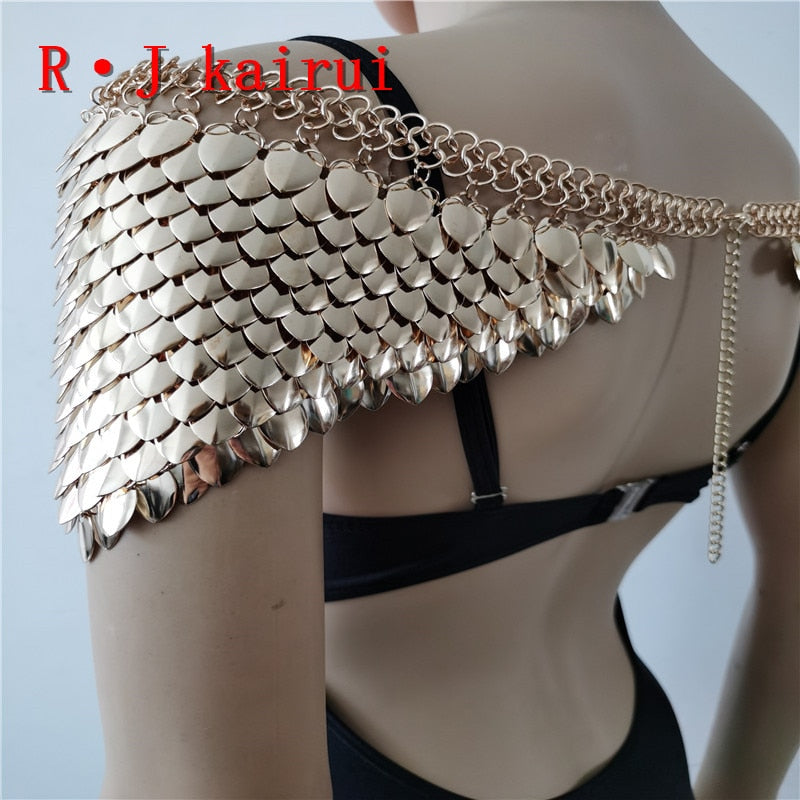 Scalemail Mermaid Gold Fish Scales Shoulder Chains Layers Scale Chainm