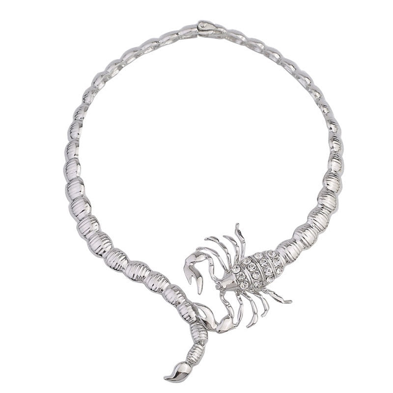 Scorpion&Snake Shape Women Necklace Gold&Silver Color Alloy Animal Shape Rhinestone Woman Choker Neck Neckalce Women