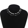 Sequins Short Bead Necklace Chain Simple Double Layer Clavicle Chain Lady Elegant Choker Necklace Pendant Jewelry