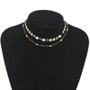 Sequins Short Bead Necklace Chain Simple Double Layer Clavicle Chain Lady Elegant Choker Necklace Pendant Jewelry