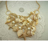 Shell Starfish Choker Necklaces Multilayer Pearl Statement Necklaces For Women Beach