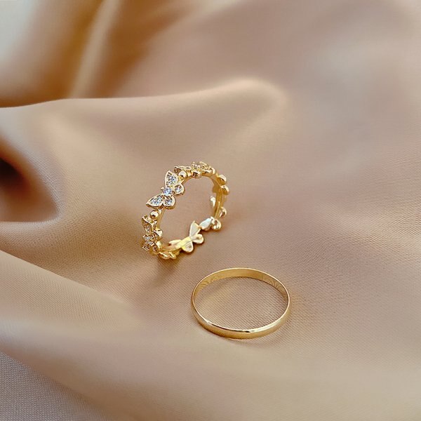 Silver Color Dancing Moving Butterfly Rings Dainty Insect Minimalist Rings For Women Girls French Jewlery 2021 Trend