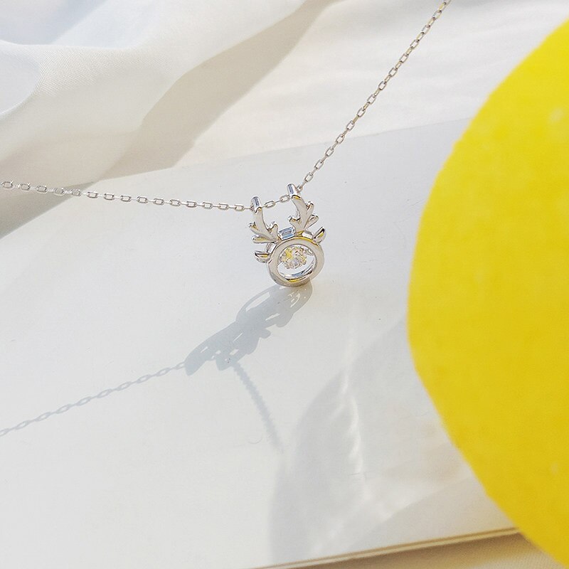 Silver Color Deer Necklaces for Women Cute Deer Necklace Accessories Jewelry Party Christmas Gift