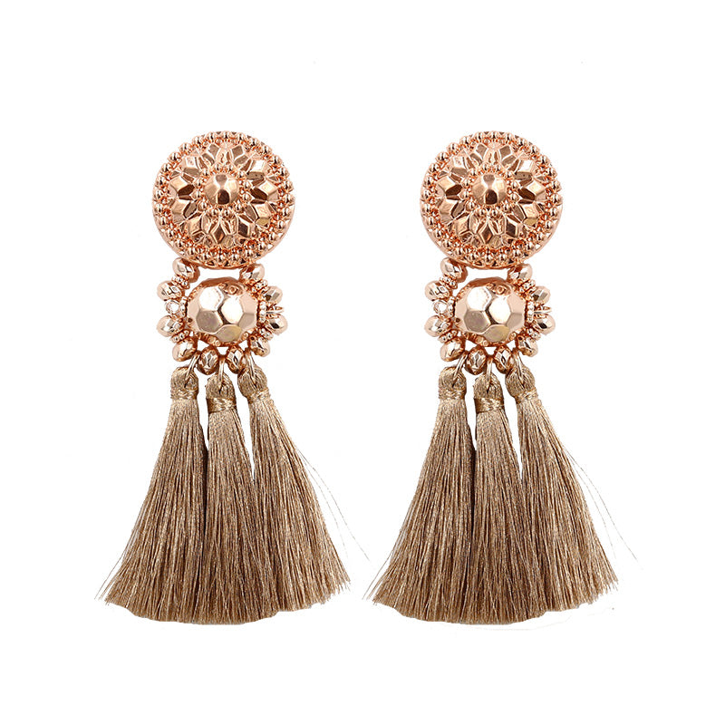 New Fashion Silver/Gold Tassel Earrings For Women Handmade Bohemia Vintage Beads Earring Ethnic Fringe Drop Earring Jewelry