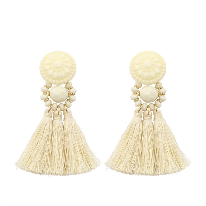 New Fashion Silver/Gold Tassel Earrings For Women Handmade Bohemia Vintage Beads Earring Ethnic Fringe Drop Earring Jewelry