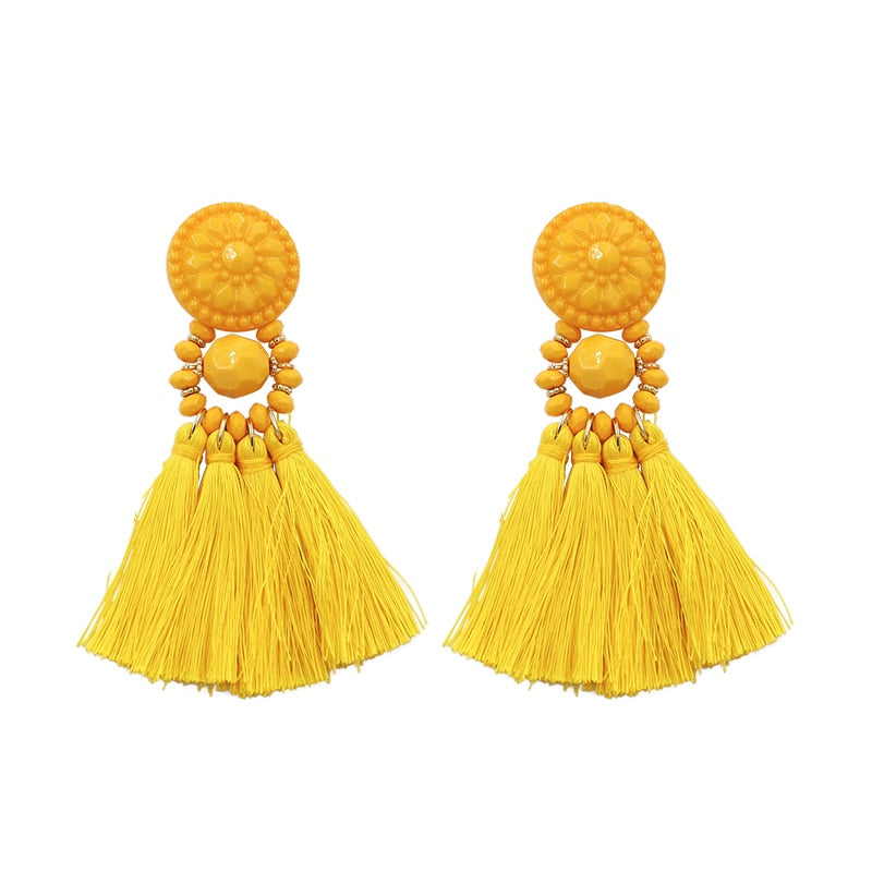 New Fashion Silver/Gold Tassel Earrings For Women Handmade Bohemia Vintage Beads Earring Ethnic Fringe Drop Earring Jewelry