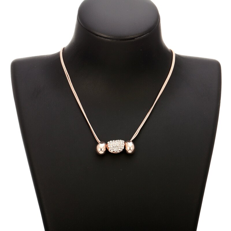 Silverly Rose Gold Delicate Round Pendant Necklace for Women Wedding Engagement Charm Chain Necklace Jewelry 2022