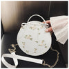 Small Fresh Flower Chain Shoulder bag women  Sweet Lace Round Handbags Female PU leather Crossbody Bags