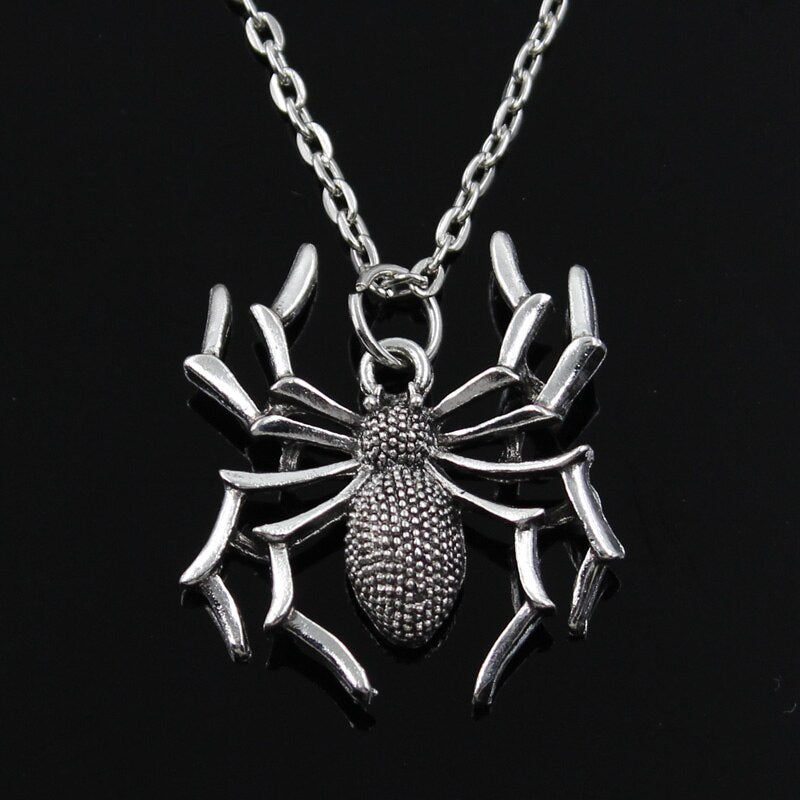 Spider Halloween Pendants Round Cross Chain Short Long Mens Womens Silver Color  Necklace Jewelry Gift