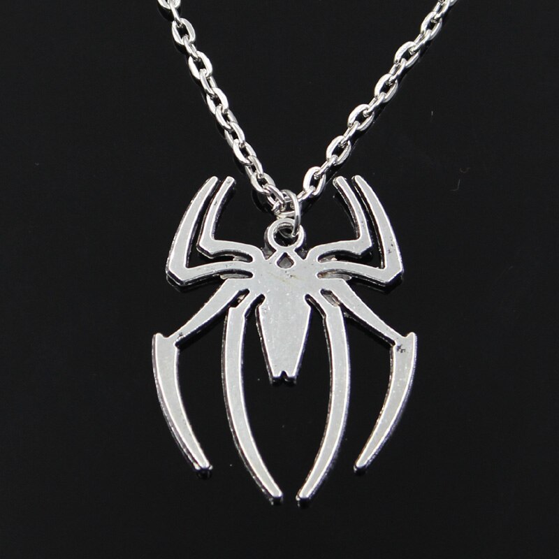 Spider Halloween Pendants Round Cross Chain Short Long Mens Womens Silver Color Necklace Jewelry Gift