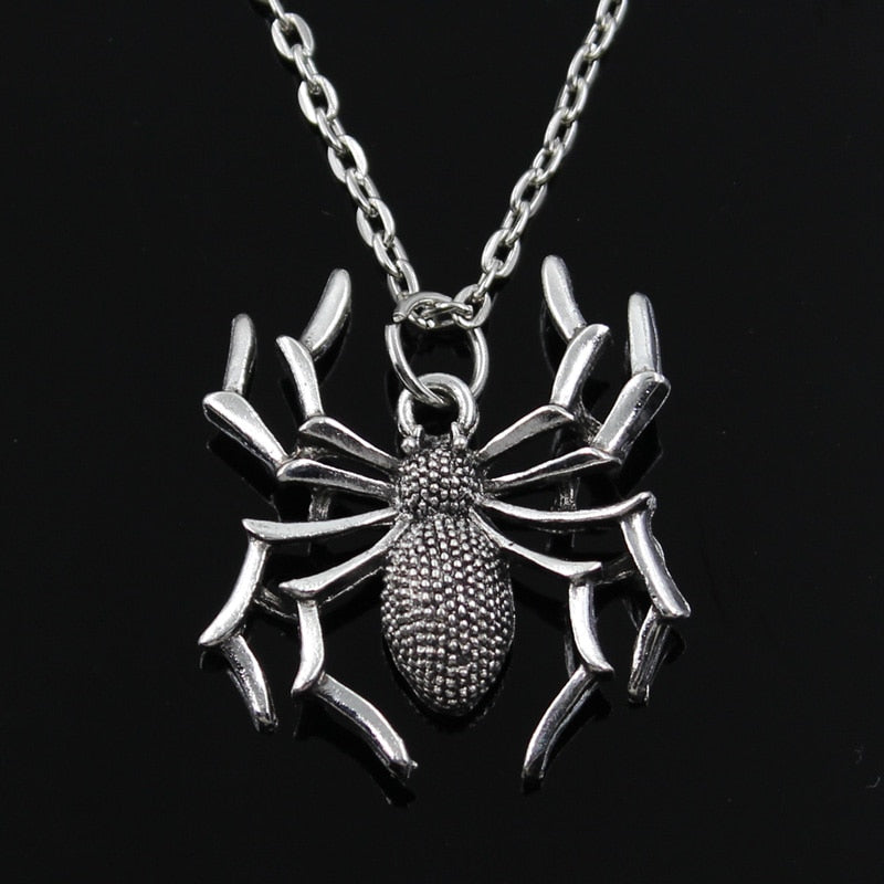 Spider Halloween Pendants Round Cross Chain Short Long Mens Womens Silver Color  Necklace Jewelry Gift