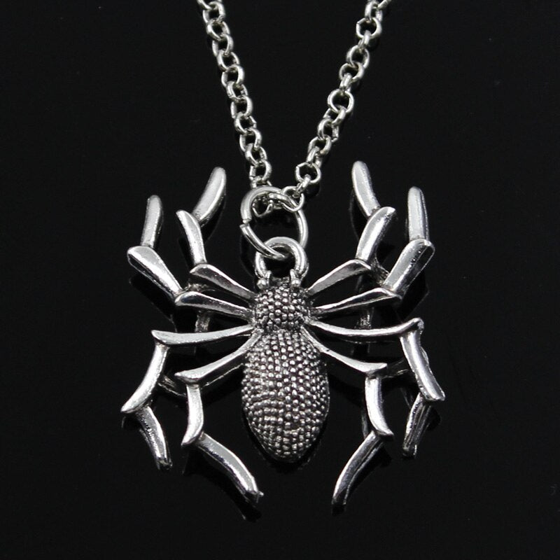 Spider Halloween Pendants Round Cross Chain Short Long Mens Womens Silver Color  Necklace Jewelry Gift