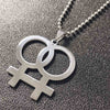 Stainless Steel Lesbian Gender Symbol Necklaces Pendants For Women Gay Pride Silvery Color Jewelry Bead Chain Link