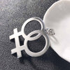 Stainless Steel Lesbian Gender Symbol Necklaces Pendants For Women Gay Pride Silvery Color Jewelry Bead Chain Link