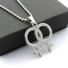 Stainless Steel Lesbian Gender Symbol Necklaces Pendants For Women Gay Pride Silvery Color Jewelry Bead Chain Link