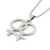 Stainless Steel Lesbian Gender Symbol Necklaces Pendants For Women Gay Pride Silvery Color Jewelry Bead Chain Link