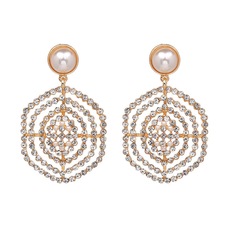 New Fashion Statement Jewelry Round Pendant Drop Earrings Luxury Simulated Pearl Earrings For Women Brincos