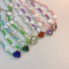 Sweet Irregular Geometric Pearl Heart Crystal Rhinestone Pendant Shining Necklace For Women Jewelry Bride Wedding