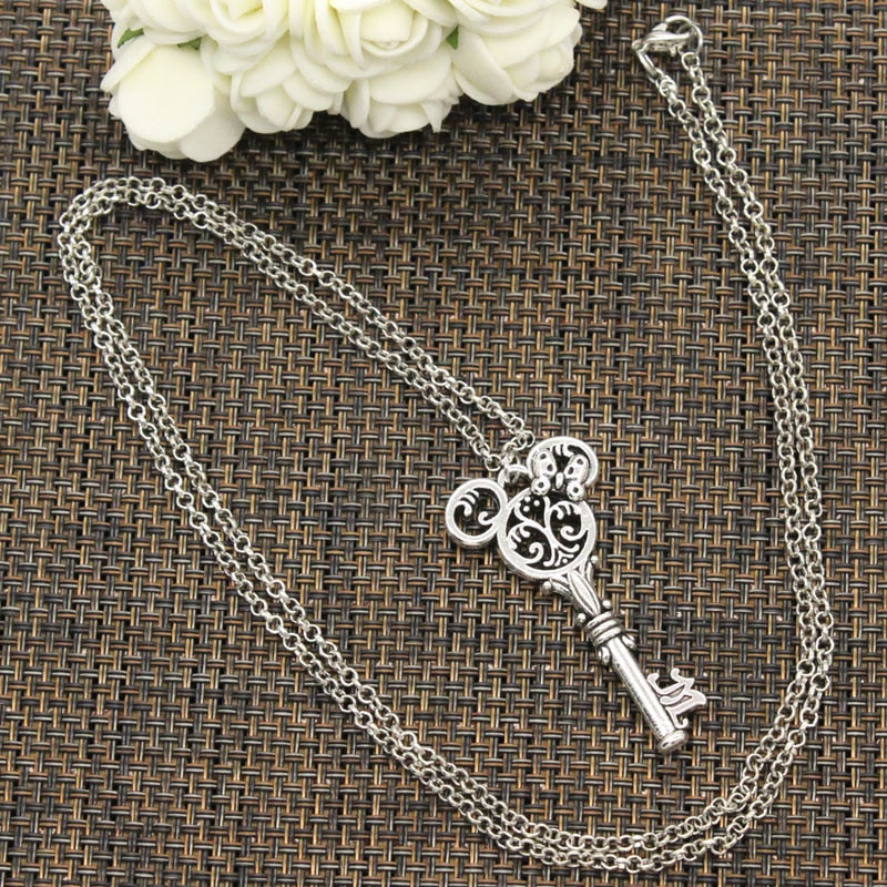 Tibetan Silver Color Pendant Vintage Mouse Key Choker Charm Short Long DIY Necklace Factory Price Handmade Jewelry