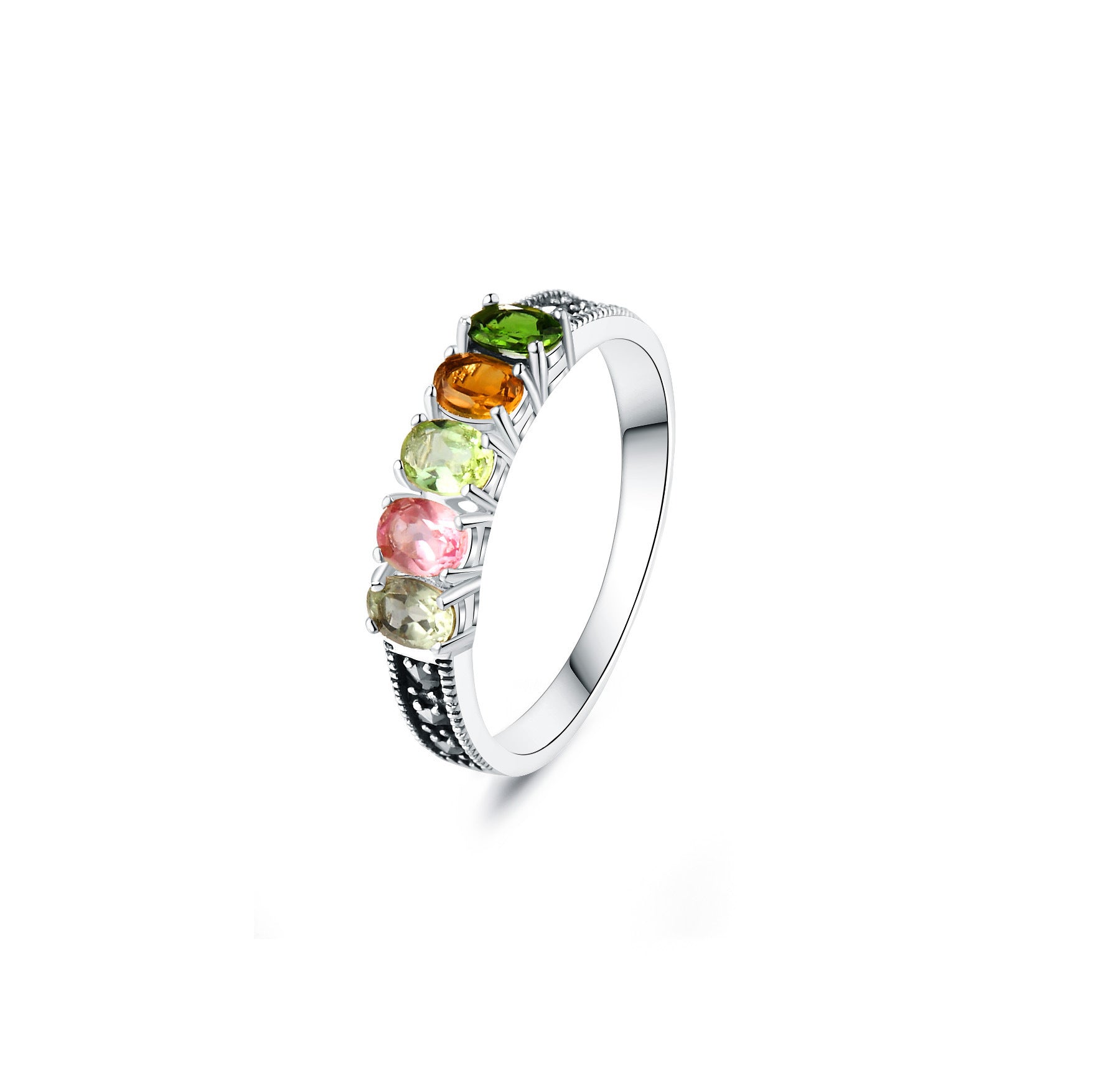 New Fashion Tourmaline Ring For Women Female Girls Geometric Ring 925 Sterling Silver Ring Promise Wedding