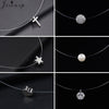 Transparent Fishing Line Invisible Necklace for Women Simple Imitation Pearl Crystal Zircon Cross Choker Necklaces